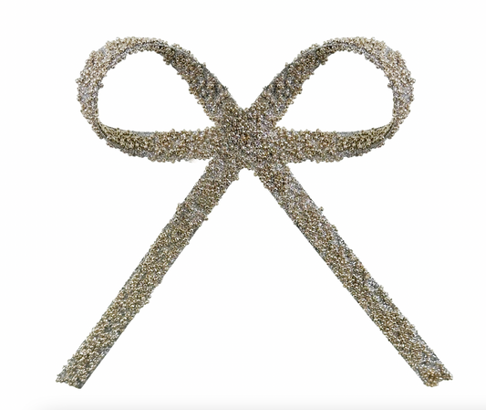 Silver Beaded Clip-On Bow