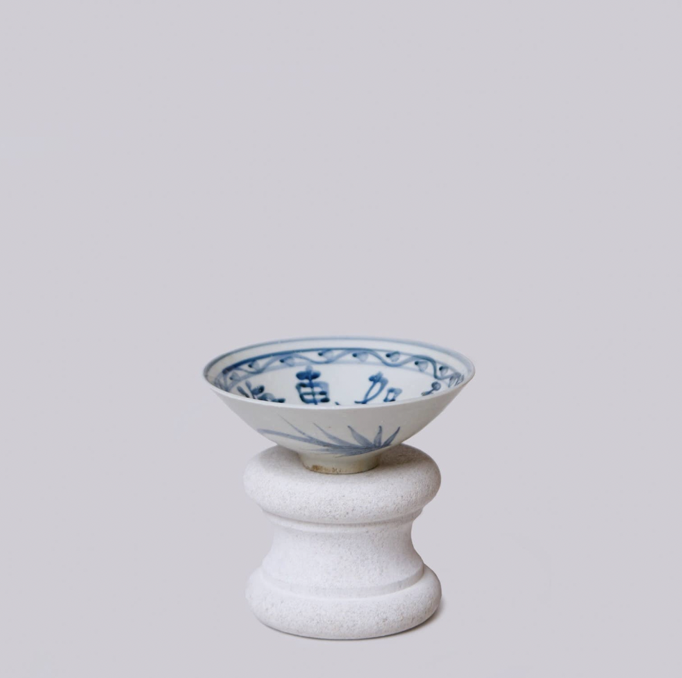 Blue and White Porcelain Couplet Conical Bowl