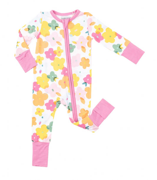 Paper Floral Zipper Convertible Footie