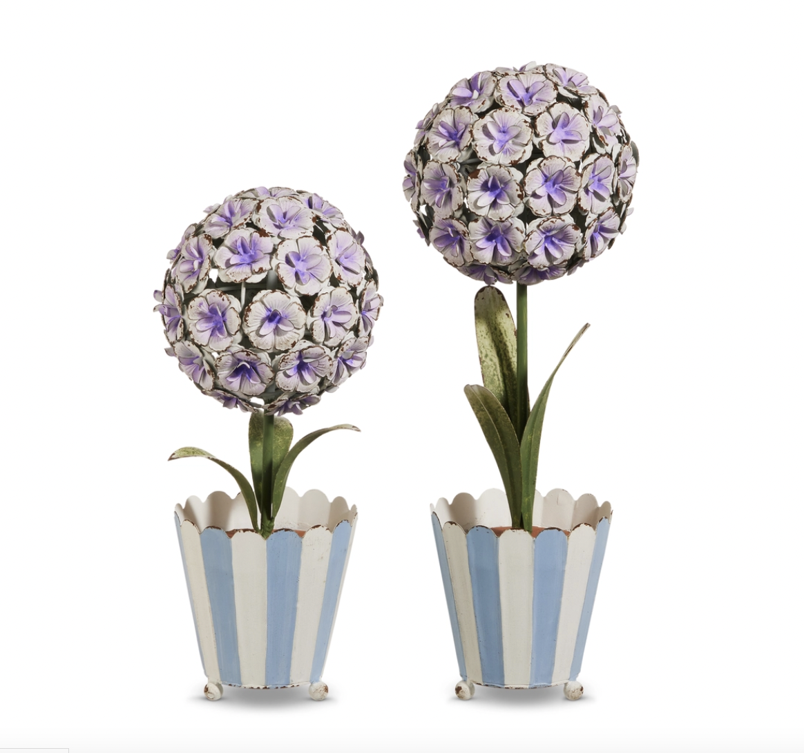 Purple Hydrangea Metal Topiary