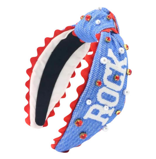 Kansas ROCK CHALK Cross Stitch Headband