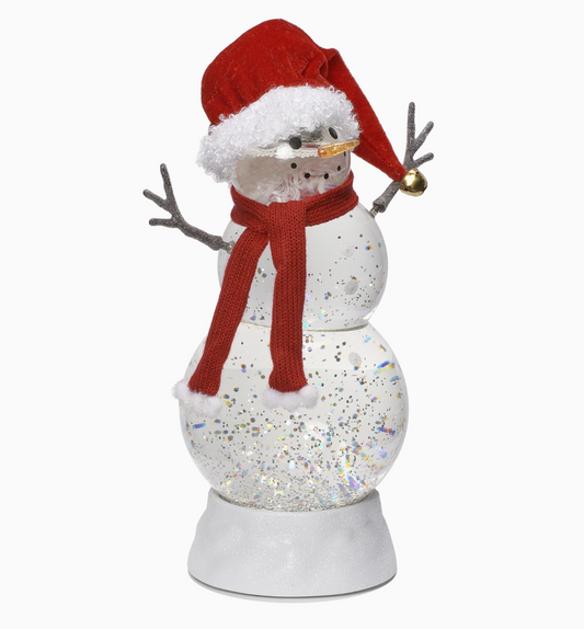 Lighted Swirl Snowman with Santa Hat