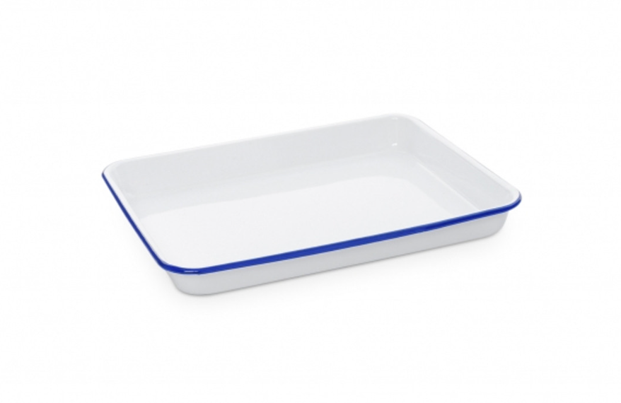 Small Rectangle Tray with Blue Trim