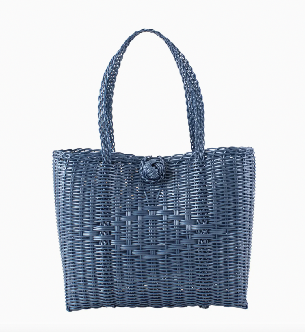 Woven Tote in Fog Blue