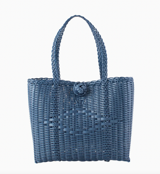 Woven Tote in Fog Blue
