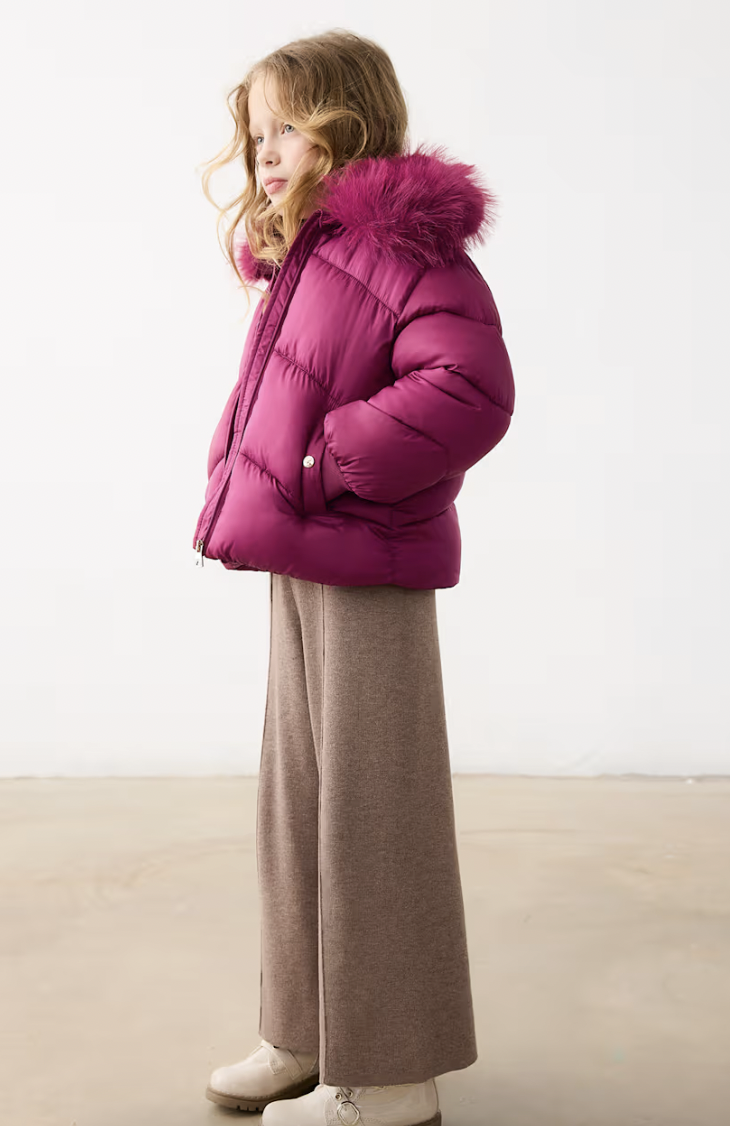 Puffer Jacket with Removable Faux Fur Collar