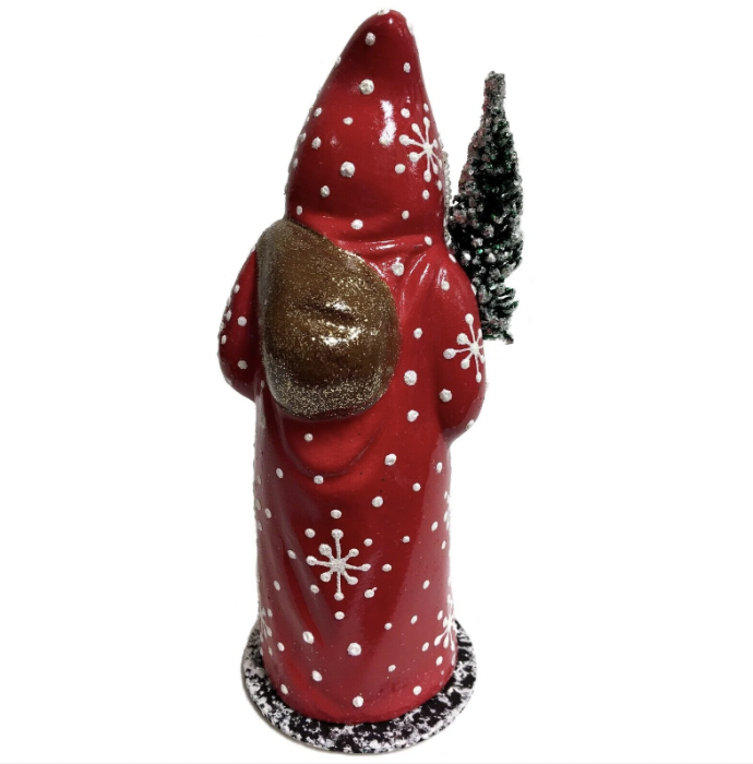 Red Santa with Snowflake Coat Candy Container