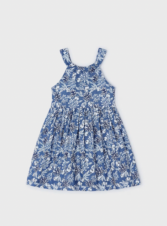 Blue & White Floral Print Dress