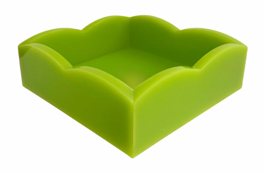Green Palm Acrylic Scalloped Cocktail Napkin Holder