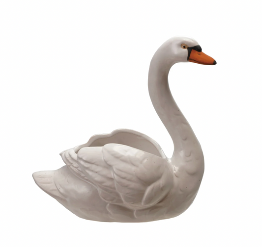 Stoneware Swan Planter