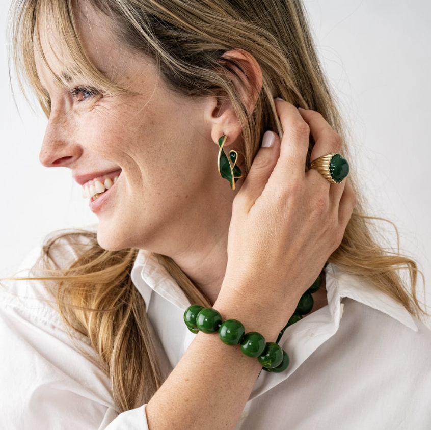 Large Green Resin Bead Bracelet