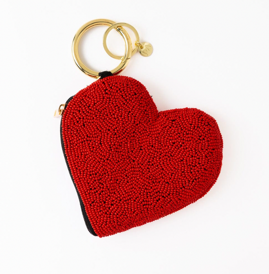 Puffy Heart Seed Bead Coin Purse