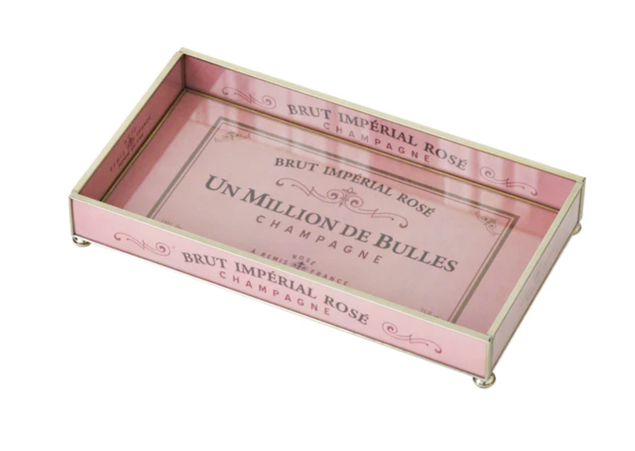 Pink Brut Glass Decorative Tray
