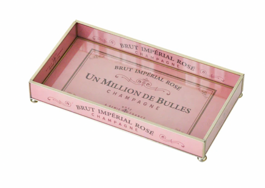 Pink Brut Glass Decorative Tray