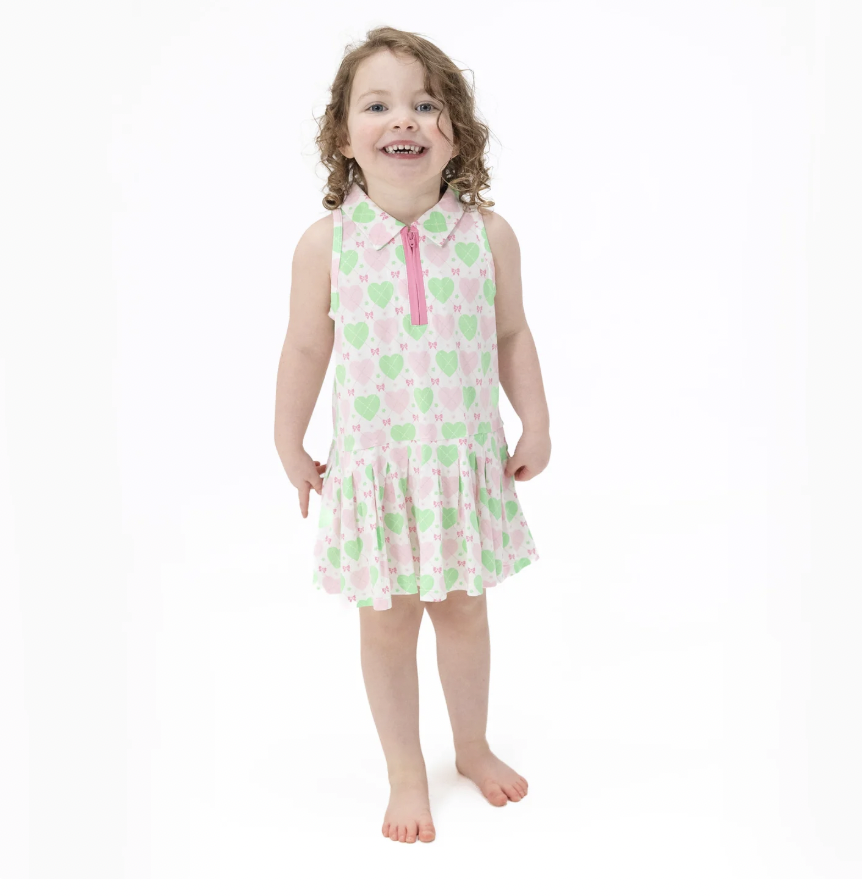 Heart Argyle Polo Tennis Dress with Cartwheel Short