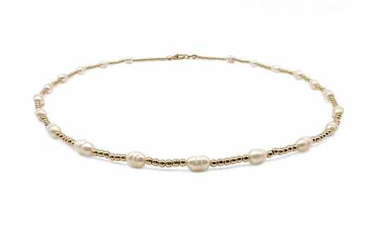 Rice Pearl & 14k Gold Filled Waterproof Necklace