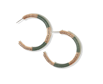 Emerald & Gold Hoop Earrings