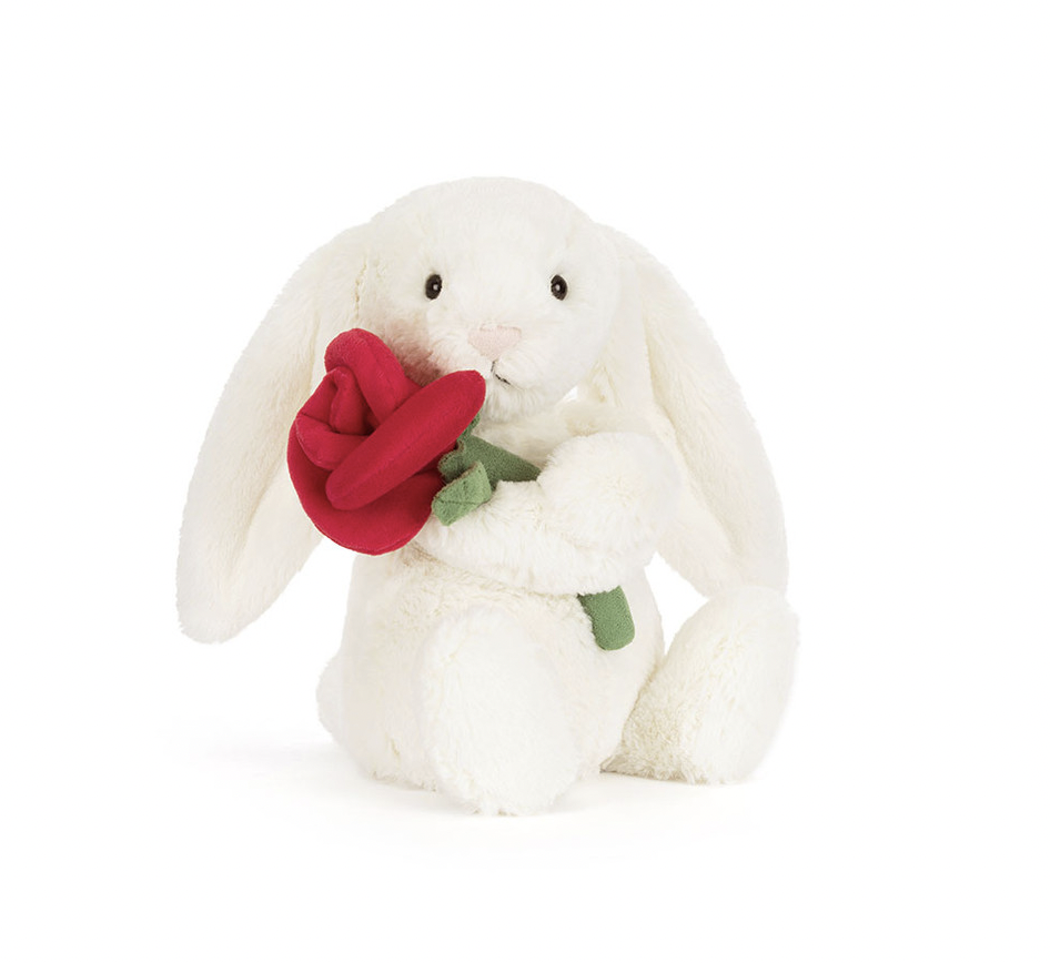 Cream Bunny with Rose
