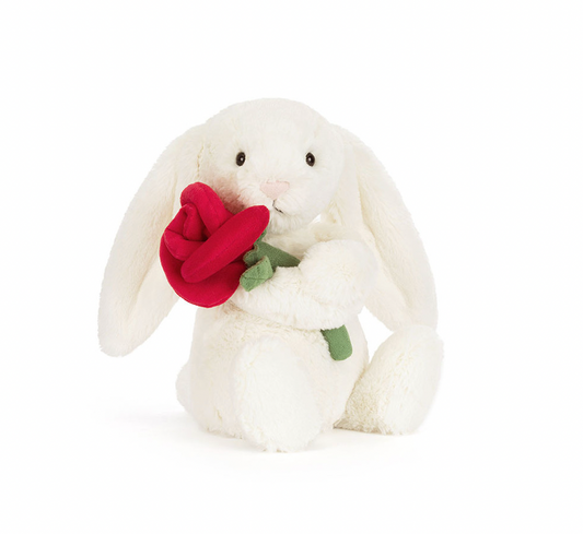 Cream Bunny with Rose
