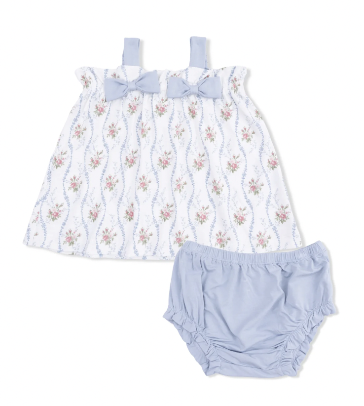 Heirloom Rose Stripe Top with Bows and Ruffle Leg Bloomer