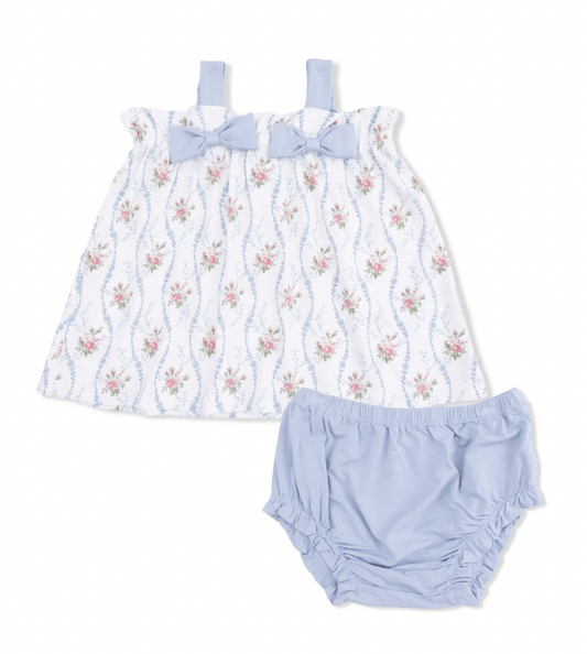 Heirloom Rose Stripe Top with Bows and Ruffle Leg Bloomer