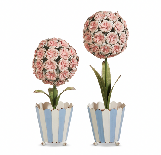 Pink Metal Hydrangea Topiary
