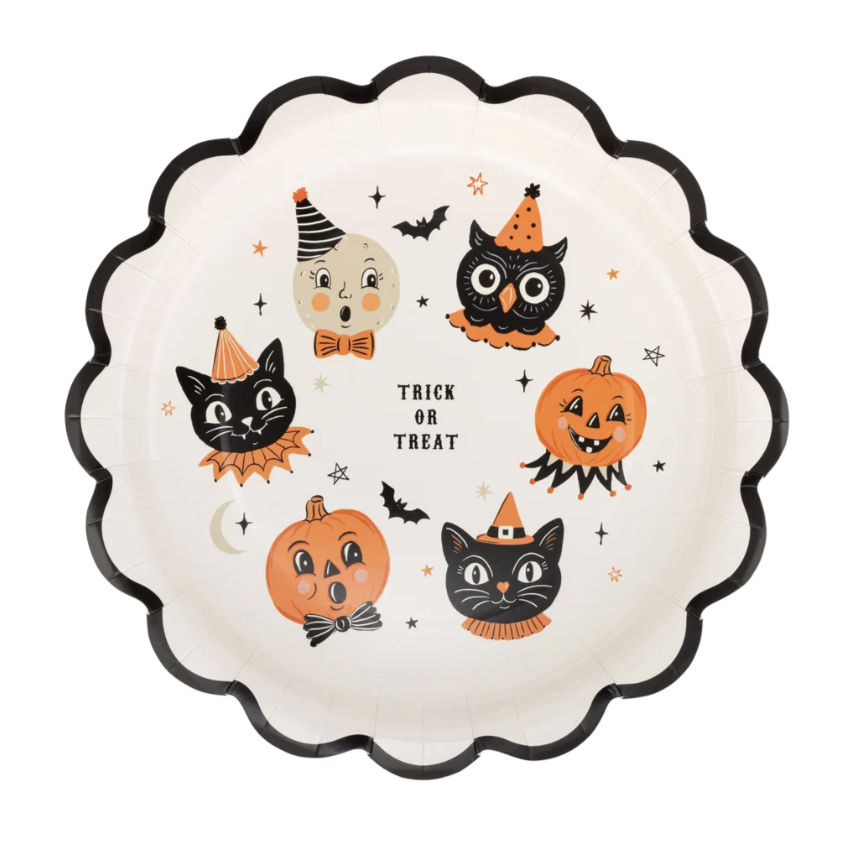 Vintage Halloween Characters Paper Plates