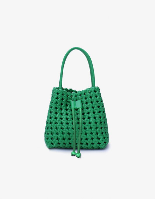 Green Woven Mini Perrie Bucket Bag