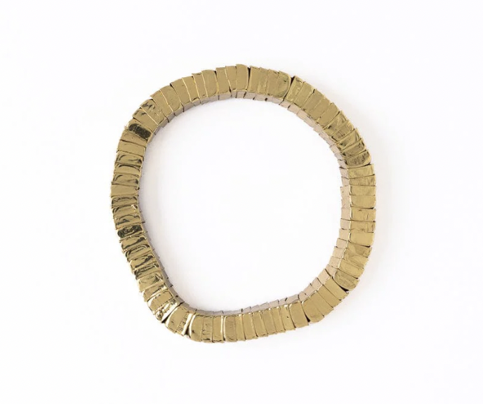 Square Bead Brass Stretch Bracelet