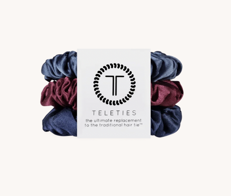 Navy Assortment Small Silk Scrunchies