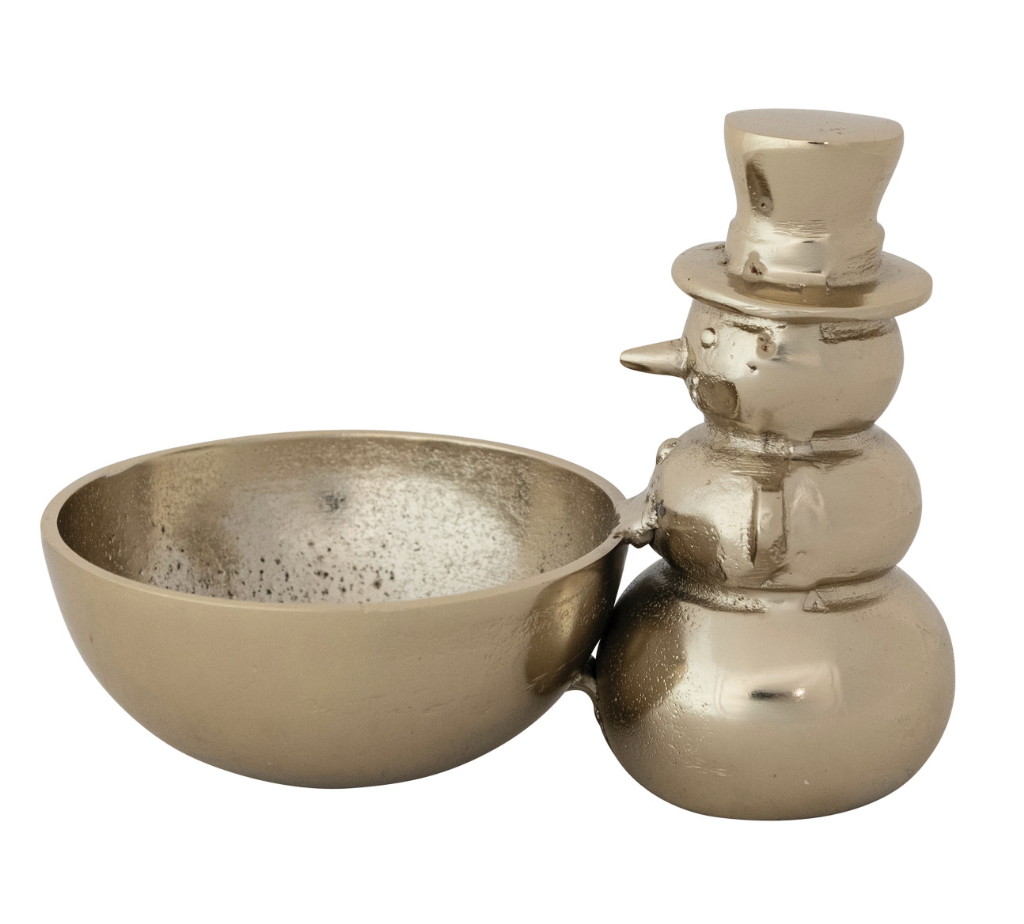Gilded Aluminum Snowman Bowl