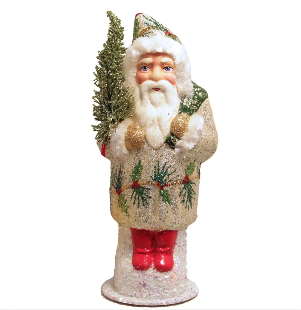 Ice Gold Santa with Holly Detail Candy Container