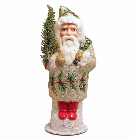 Ice Gold Santa with Holly Detail Candy Container