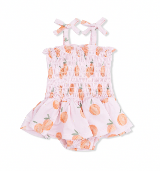 Sweet Peach Smocked Bubble with Skirt