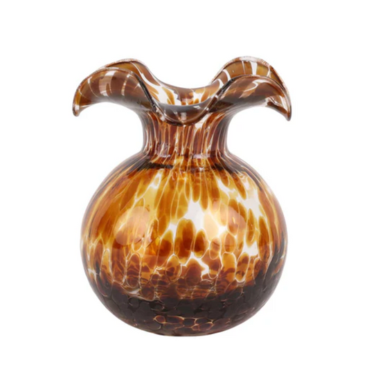 Hibiscus Glass Brown Tortoiseshell Bud Vase