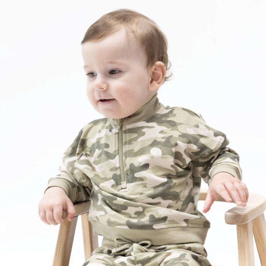 Camo French Terry Half Zip Sweatshirt