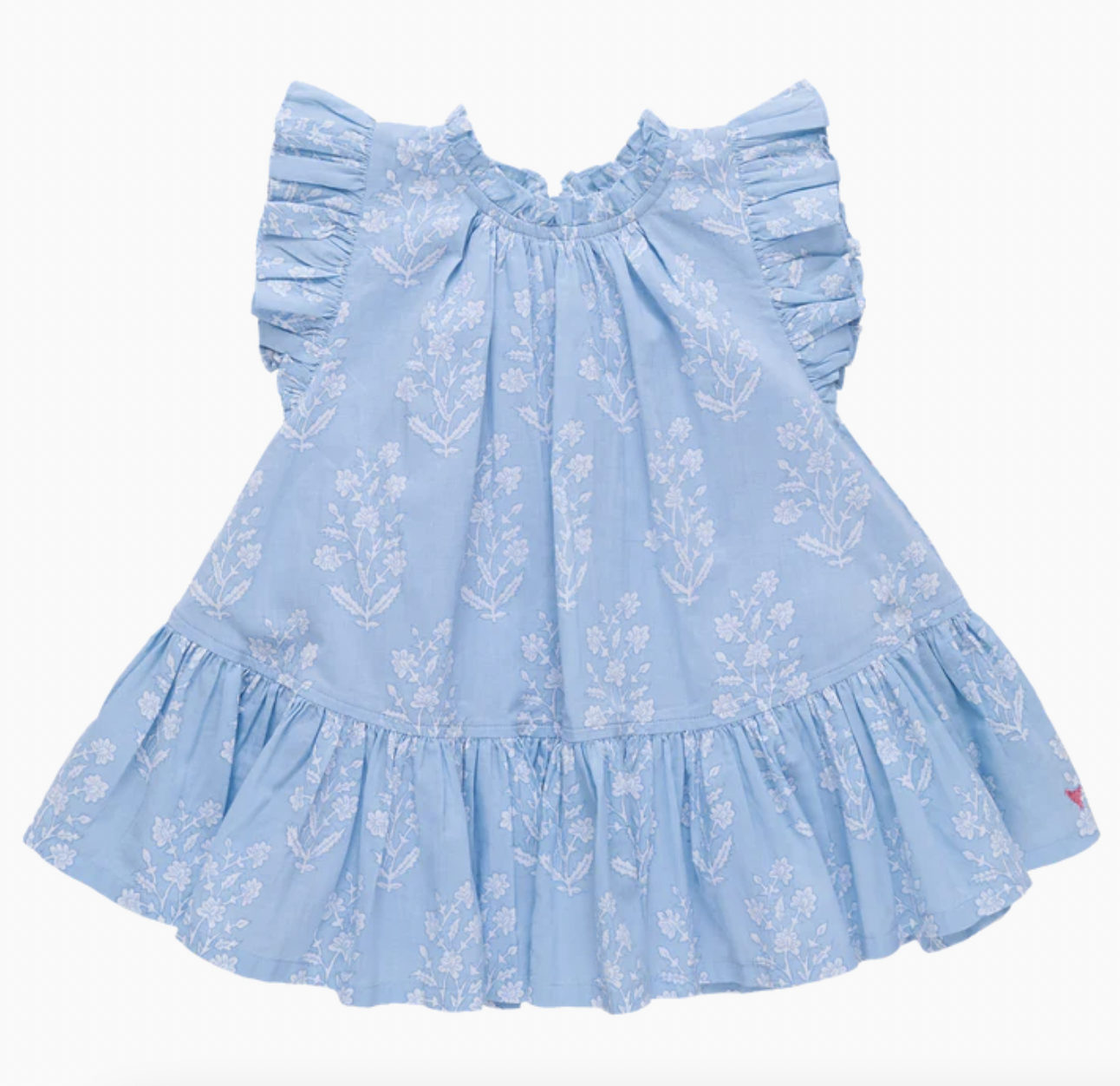Blue Dewdrop Block Print Harper Dress
