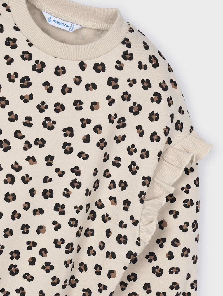 Animal Print Ruffled Sweatshirt