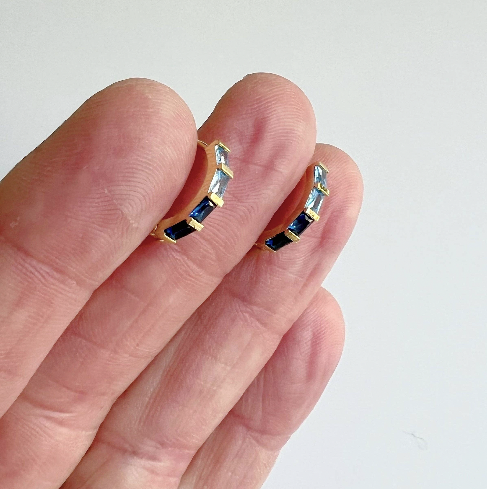 Blue Baguette Earrings