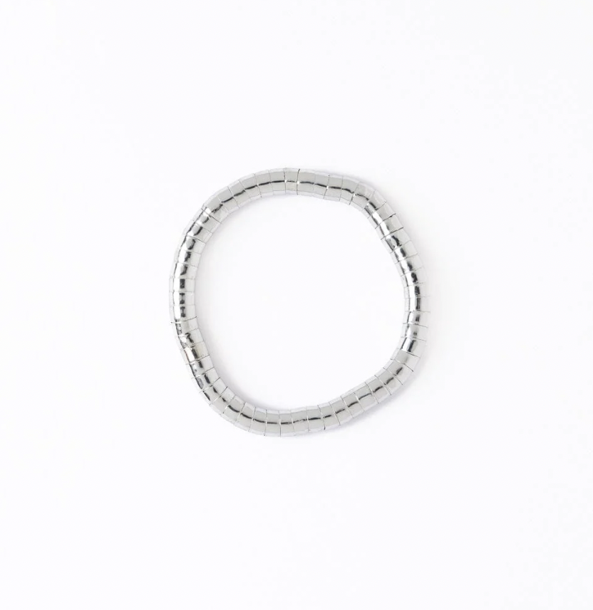 Silver Round Bead Stretch Bracelet