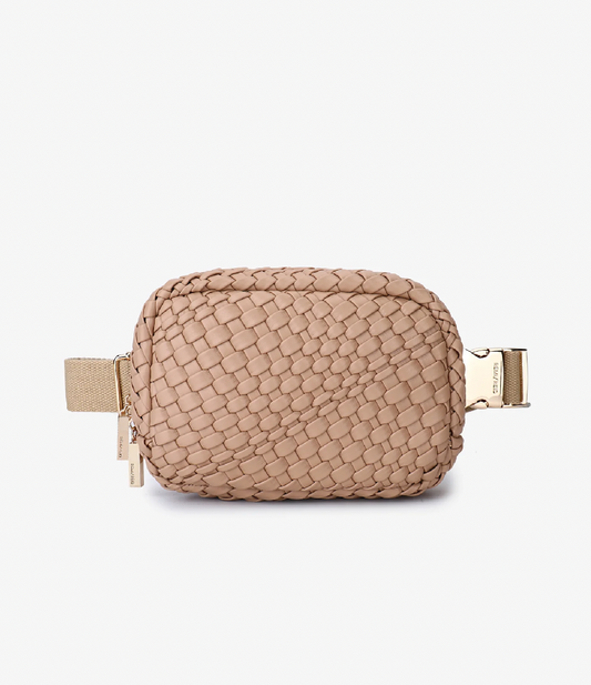 Everleigh Taupe Woven Belt Bag