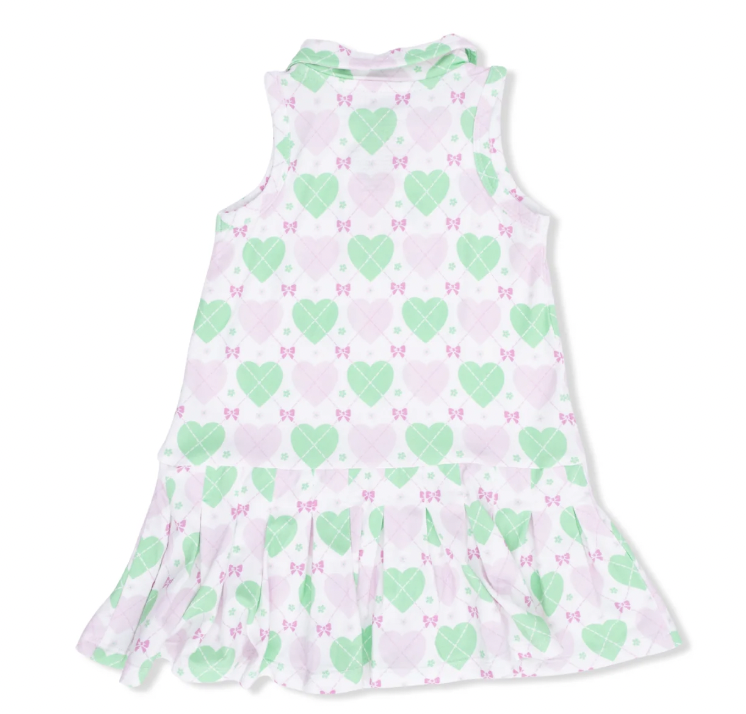 Heart Argyle Polo Tennis Dress with Cartwheel Short