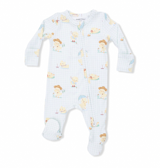 Vintage Green Spring Ducklings Footie