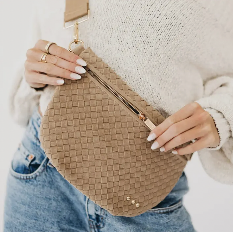 Taupe Suede Westlyn Woven Bum Bag
