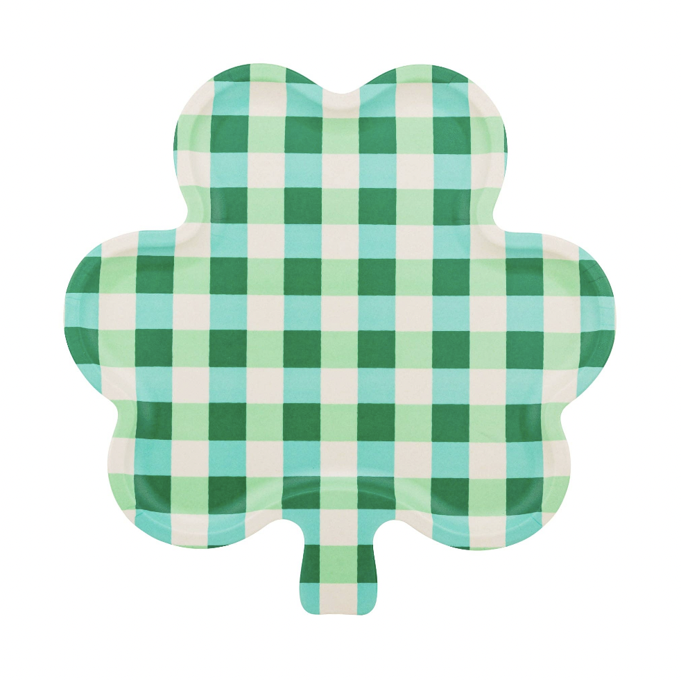 Gingham Shamrock Bamboo Tray