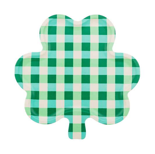 Gingham Shamrock Bamboo Tray