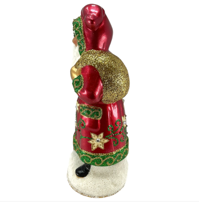 Metallic Red Coat Santa Candy Container