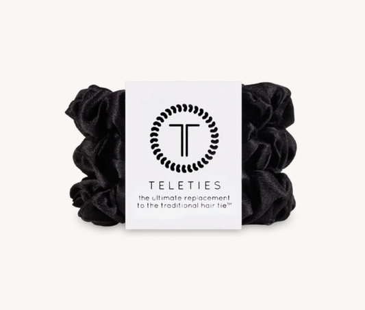 Jet Black Small Silk Scrunchies