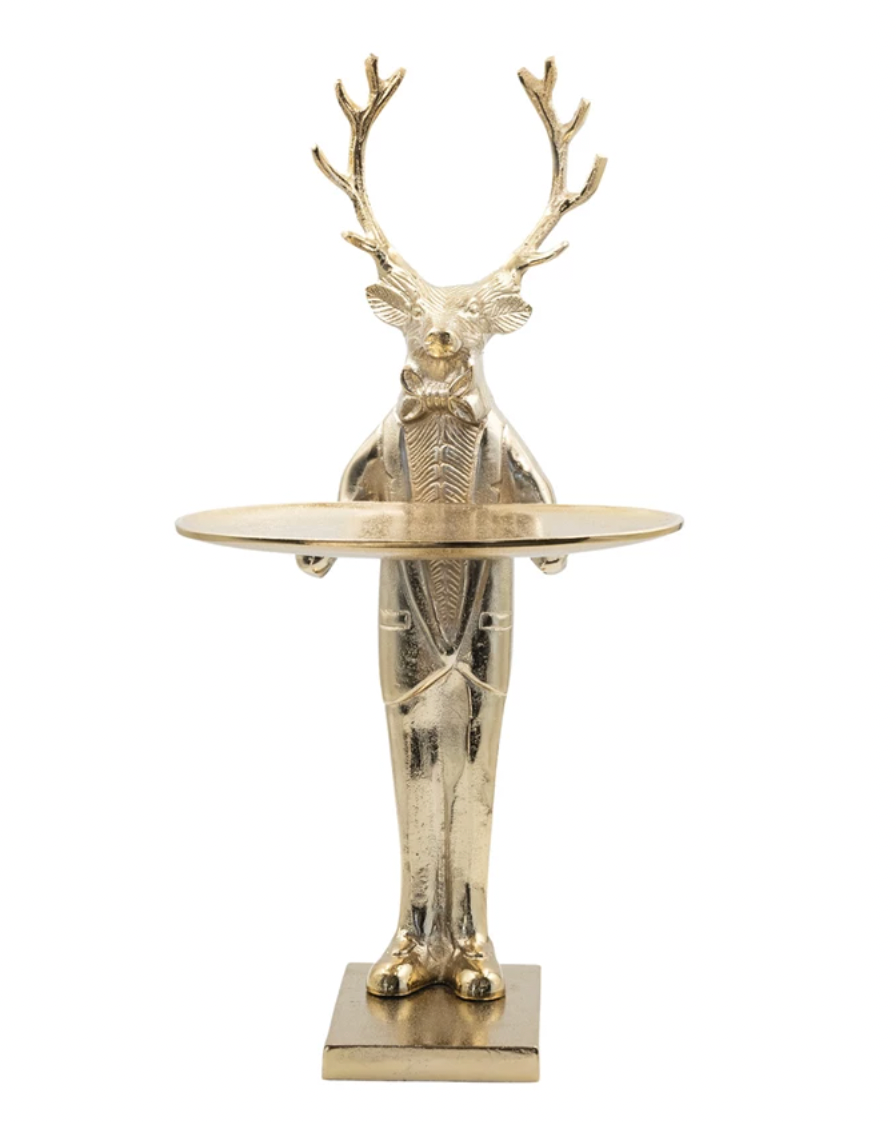Deer with Tray - Gold Finish