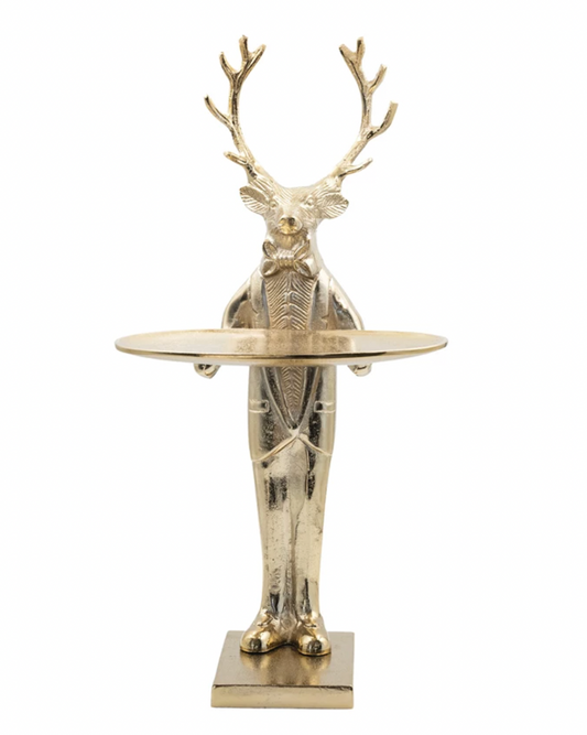Deer with Tray - Gold Finish